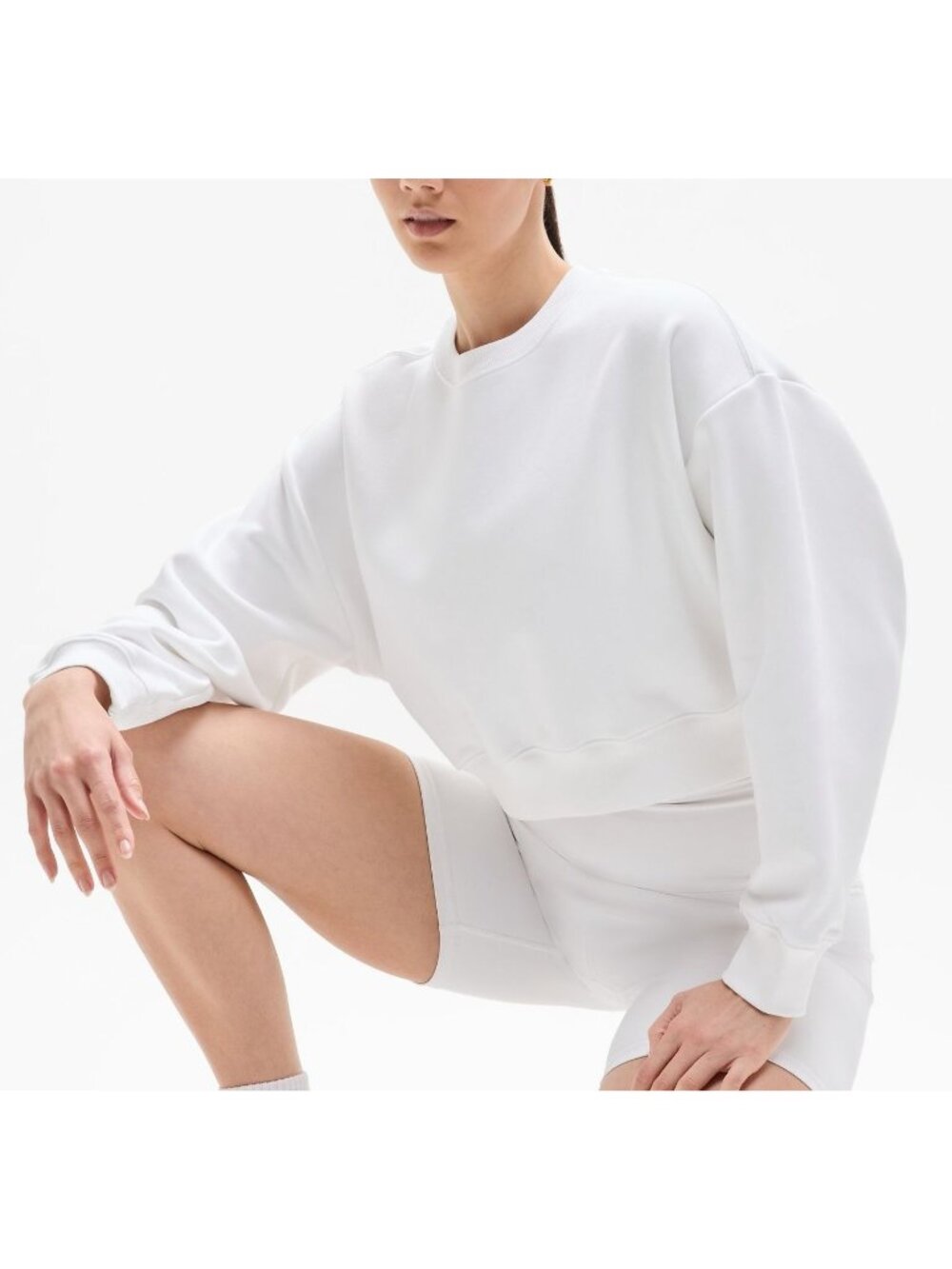 NWT Athleta Heavyweight Terry Crop Crew Sweatshirt creamy white Medium